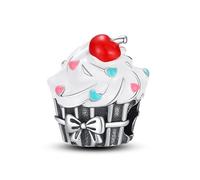 MARJS Cupcake I Love You Heart Sprinkles Cherry Cake Charm Bead Pendant 925 Sterling Silver Dangle Compatible With Pandora Charm Bracelet