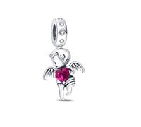 MARJS Cupid Cherub Angel I Love You Heart Charm Bead Pendant 925 Sterling Silver Dangle Compatible With Pandora Charm Bracelet