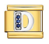 MARJS D Crystal 18k Gold Letter Initial Name Tag Alphabet Personalised Birthday Silver Italian 9mm Link Stainless Steel Modular Compatible With Bracelet