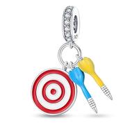 MARJS Darts Dartboard Arrow PDC Ally Pally Charm Bead Pendant 925 Sterling Silver Dangle Compatible With Pandora Charm Bracelet