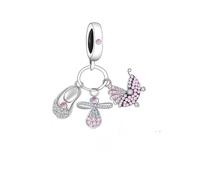 MARJS Daughter Girl Prink Mother To Be Baby Pram Dummy Shoe Gender Reveal Charm Bead Pendant 925 Sterling Silver Dangle Compatible With Pandora Charm Bracelet