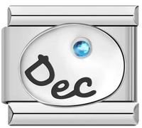 MARJS Dec December Blue Topaz Birthday Birth Stone Month Charm Silver Italian 9mm Link Stainless Steel Charm Compatible With Bracelet