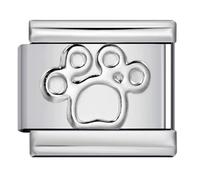 MARJS Dog Cat Paw Pet Silver Italian 9mm Link Stainless Steel Compatible With Modular Bracelet