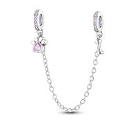 MARJS Dog Puppy I Love You Heart Paw Bone Pet Safety Chain Charm Bead Pendant 925 Sterling Silver Dangle Compatible With Pandora Charm Bracelet