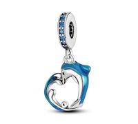 MARJS Dolphin I Love You Heart Fish Sea Ocean Animal Charm Bead Pendant 925 Sterling Silver Dangle Compatible With Pandora Charm Bracelet