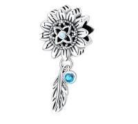 MARJS Dream Catcher Sunflower Flower American Native Indian Feather Charm Bead Pendant 925 Sterling Silver Dangle Compatible With Pandora Charm Bracelet