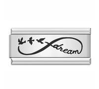 MARJS Dream Love Birds Superlink Long Double Size Width 9mm Stainless Steel Italian Link Charm Compatible With Bracelet