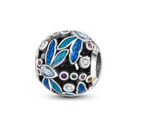 MARJS Enamel Crystal Blue Dragonfly Luck Charm Bead Pendant 925 Sterling Silver Dangle Compatible With Pandora Charm Bracelet