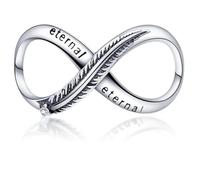 MARJS Eternal Feather Love Infinity 8 Charm Bead Pendant 925 Sterling Silver Dangle Compatible With Pandora Charm Bracelet