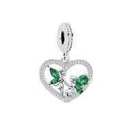 MARJS Fairy Fairies Tinkerbell Pixy Pixies Love Heart Charm Bead Pendant 925 Sterling Silver Dangle Compatible With Pandora Charm Bracelet
