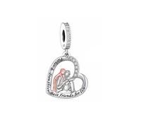 MARJS Father Daughter Dad Best Friends For Life Love Heart Charm Bead Pendant 925 Sterling Silver Dangle Compatible With Pandora Charm Bracelet
