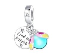 MARJS Find You Light Glow In The Dark Luminous Fire Fly Star Charm Bead Pendant 925 Sterling Silver Dangle Compatible With Pandora Charm Bracelet