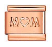 MARJS Four Leaf Clover Ying Yang Love Birthday Peace Protection Star Rose Gold Width 9mm Stainless Steel Silver Italian Link Charm Compatible With Bracelet (Mom Mom Rose Gold Link Charm)