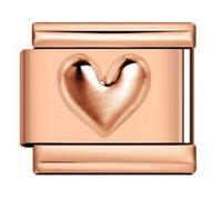 MARJS Four Leaf Clover Ying Yang Love Birthday Peace Protection Star Rose Gold Width 9mm Stainless Steel Silver Italian Link Charm Compatible With Bracelet (Love Heart Rose Gold Embossed Link)