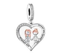 MARJS Friends Are The Family We Choose Love Heart Charm Bead Pendant 925 Sterling Silver Dangle Compatible With Pandora Charm Bracelet