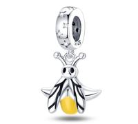 MARJS Glow In The Dark Luminous Fire Fly Star Charm Bead Pendant 925 Sterling Silver Dangle Compatible With Pandora Charm Bracelet