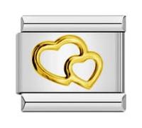 MARJS Gold Hollow Double Love You Heart Silver Italian 9mm Link Stainless Steel Compatible With Modular Bracelet