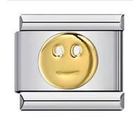 MARJS Gold Smiley Face Mother Daughter Silver Italian 9mm Link Stainless Steel Compatible With Modular Bracelet