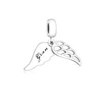 MARJS Gran Guardian Angel Wing Memorial Heaven Faith Loss Nan Grandma Charm Bead Pendant 925 Sterling Silver Dangle Compatible With Pandora Charm Bracelet
