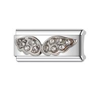 MARJS Guardian Angel Wings Crystal Faith Memorial Superlink Long Double Size Width 9mm Stainless Steel Silver Italian Link Charm Compatible With Bracelet