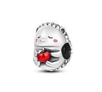 MARJS Hedgehog Apple Cute Animal Love Lover Charm Bead Pendant 925 Sterling Silver Dangle Compatible With Pandora Charm Bracelet