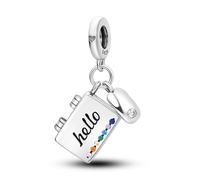 MARJS Hello Computer Notebook Laptop Mouse IT I Love You Heart Charm Bead Pendant 925 Sterling Silver Dangle Compatible With Pandora Charm Bracelet
