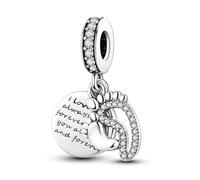 MARJS I Love You Always Forever Heart Footprint Baby Newborn Memorial Mother Daughter Son Charm Bead Pendant 925 Sterling Silver Dangle Compatible With Pandora Charm Bracelet