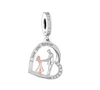 MARJS I love You Forever Father Daughter Heart Dad Gift Charm Bead Pendant 925 Sterling Silver Dangle Compatible With Pandora Charm Bracelet