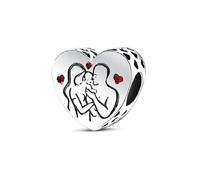 MARJS I Love You Heart Couple Baby Family Mother To Be Memorial Charm Bead Pendant 925 Sterling Silver Dangle Compatible With Pandora Charm Bracelet