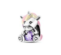 MARJS I Love You Heart Rainbow Unicorn Charm Bead Pendant 925 Sterling Silver Dangle Compatible With Pandora Charm Bracelet