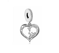 MARJS I Love You To The Moon And Back Giraffe Love Heart Mother Daughter Charm Bead Pendant 925 Sterling Silver Dangle Compatible With Pandora Charm Bracelet