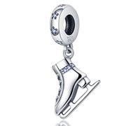 MARJS Ice Skater Charm Ice Skating Love Boots Rink Charm Bead Pendant, 925 Sterling Silver Dangle Charm, Compatible With Pandora & European Bracelet