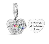 MARJS Ill Meet You At The Rainbow Bridge Heaven Dog Cat Paw Memorial Love Heart Charm Bead Pendant 925 Sterling Silver Dangle Compatible With Pandora Charm Bracelet