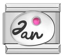 MARJS Jan January Red Garnet Birthday Birth Stone Month Charm Silver Italian 9mm Link Stainless Steel Charm Compatible With Bracelet