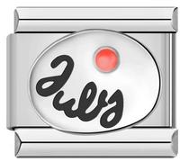 MARJS July Ruby Pink Birthday Birth Stone Month Charm Silver Italian 9mm Link Stainless Steel Charm Compatible With Bracelet