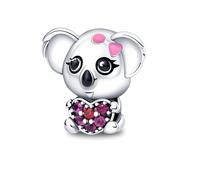 MARJS Koala Australia Animal I Love You Heart Bear Charm Bead Pendant 925 Sterling Silver Dangle Compatible With Pandora Charm Bracelet