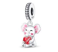 MARJS Koala Bear I Love You Heart Chocolate Box Australia Animal Charm Bead Pendant 925 Sterling Silver Dangle Compatible With Pandora Charm Bracelet