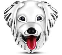 MARJS Labrador Charm Dog Golden Retriever Pet Lover Animal Charm Bead Pendant, 925 Sterling Silver Dangle Charm, Compatible With Pandora & European Bracelet