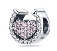 MARJS Lucky Luck Horse Shoe I Love You Charm Bead Pendant 925 Sterling Silver Dangle Compatible With Pandora Charm Bracelet