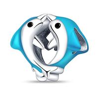 MARJS Mother Daughter Dolphin Sea Ocean Animal Lover Fish Charm Bead Pendant 925 Sterling Silver Dangle Compatible With Pandora Charm Bracelet