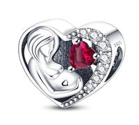 MARJS Mother To Be Newborn Pregnant Mum Daughter Son Expecting I Love You Heart Charm Bead Pendant 925 Sterling Silver Dangle Compatible With Pandora Charm Bracelet