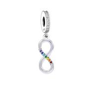 MARJS Neurodiversity ADHD Mental Health Infinity Autism Charm Bead Pendant 925 Sterling Silver Dangle Compatible With Pandora Charm Bracelet