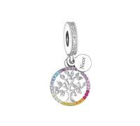 MARJS Niece Family Rainbow Tree Of Life Crystal Auntie Gift Charm Bead Pendant 925 Sterling Silver Dangle Compatible With Pandora Charm Bracelet