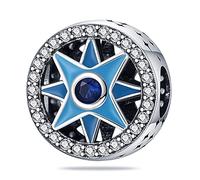 MARJS North Star Constellation Evil Eye Blue Charm Bead Pendant 925 Sterling Silver Dangle Compatible With Pandora Charm Bracelet