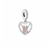 MARJS Not Sisters By Blood But Sisters By Heart Love Friends Charm Bead Pendant 925 Sterling Silver Dangle Compatible With Pandora Charm Bracelet