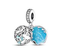 MARJS Ocean Sea Mermaid Fish Little Sister Charm Bead Pendant 925 Sterling Silver Dangle Compatible With Pandora Charm Bracelet