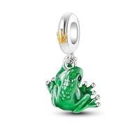 MARJS Prince Charming Frog Toad Kiss A King Crown Love Pet Charm Bead Pendant 925 Sterling Silver Dangle Compatible With Pandora Charm Bracelet