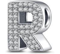 MARJS R Letter Initial Name Alphabet Perosnalised Charm Bead Pendant 925 Sterling Silver Dangle Compatible With Pandora Charm Bracelet