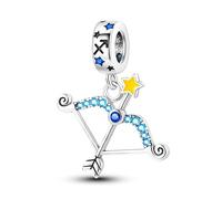 MARJS Sagittarius Bow Arrow Glow In The Dark Birthday Birth Date Horoscope Star Sign Charm Bead Pendant 925 Sterling Silver Dangle Compatible With Pandora Charm Bracelet