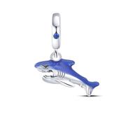 MARJS Shark Fish Jaws Great White Sea Animal Charm Bead Pendant 925 Sterling Silver Dangle Compatible With Pandora Charm Bracelet